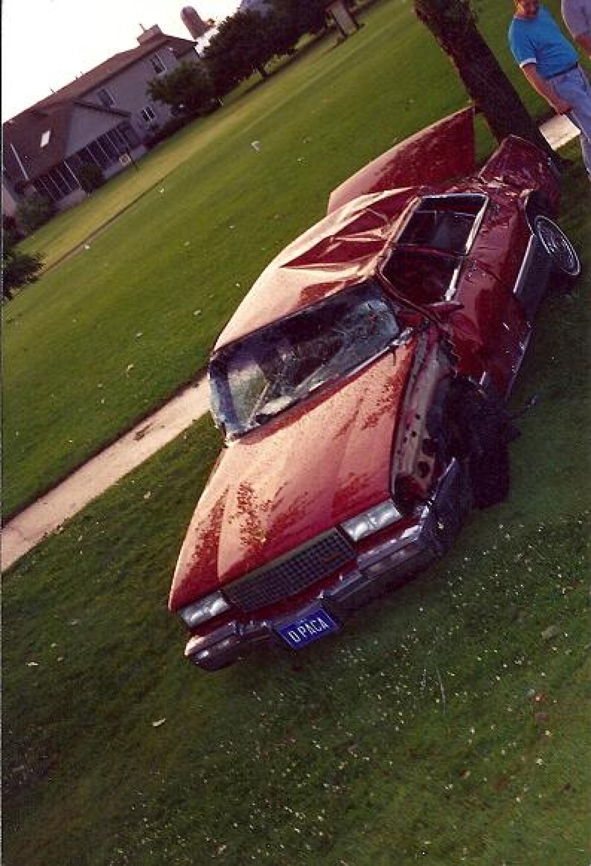 A Cadillac that was damaged by the Tornado.