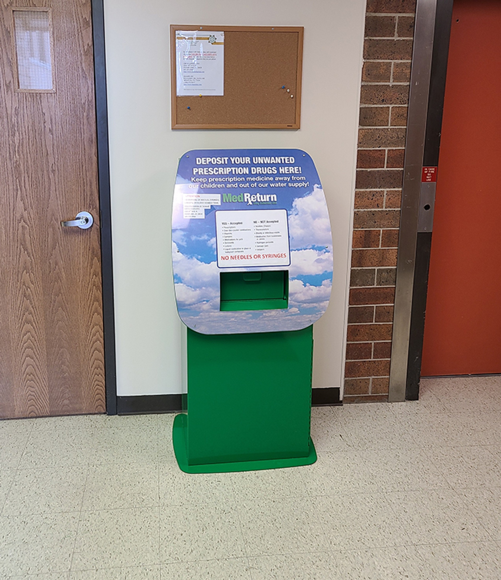 The County's drop box to dispose of unwanted prescription drugs.