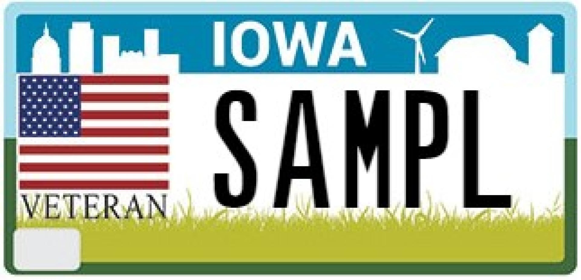 Example of an Iowa Veteran License Plate.